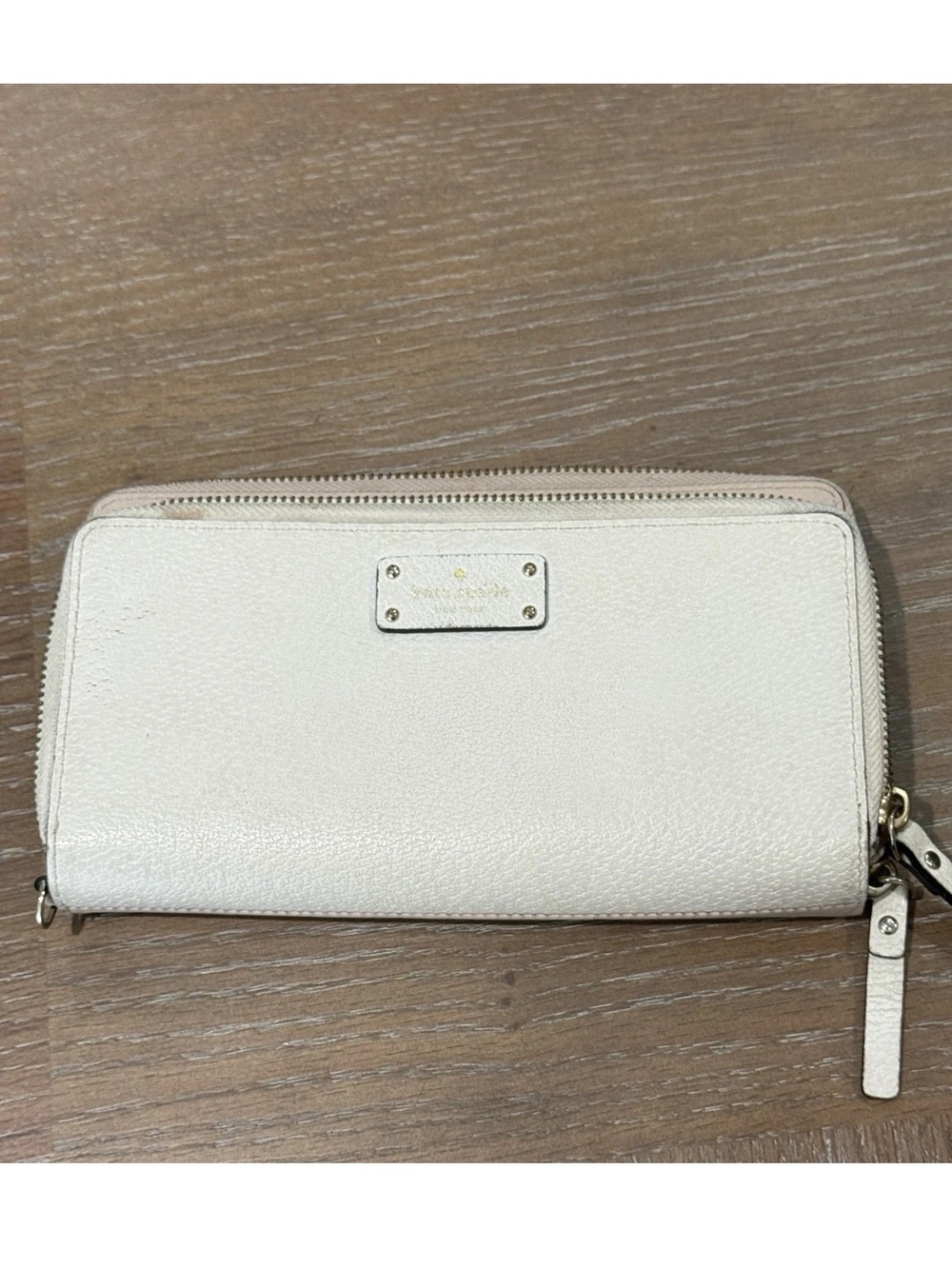 KATE SPADE beige leather zip around large continental wallet